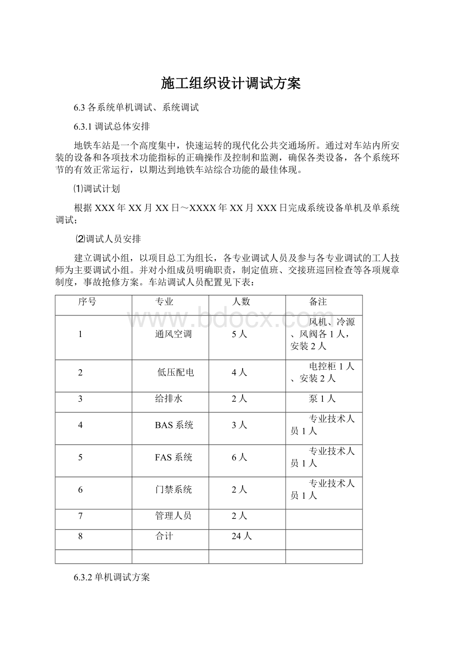 施工组织设计调试方案.docx