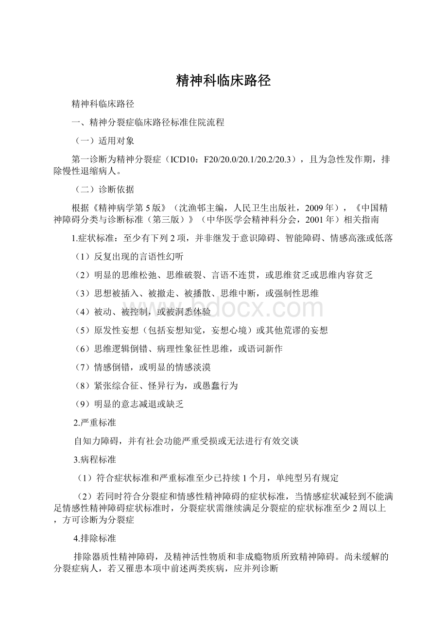 精神科临床路径Word下载.docx