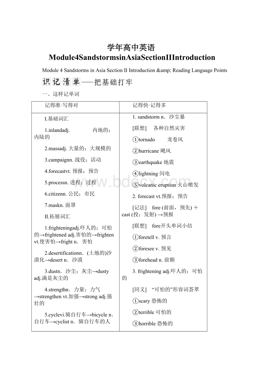 学年高中英语Module4SandstormsinAsiaSectionⅡIntroductionWord文件下载.docx