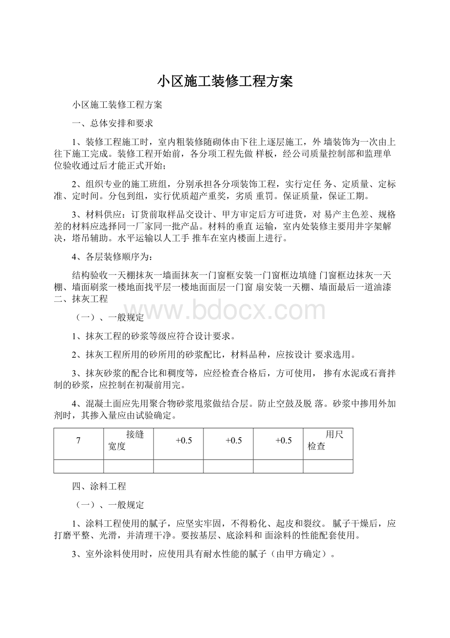 小区施工装修工程方案Word文档格式.docx