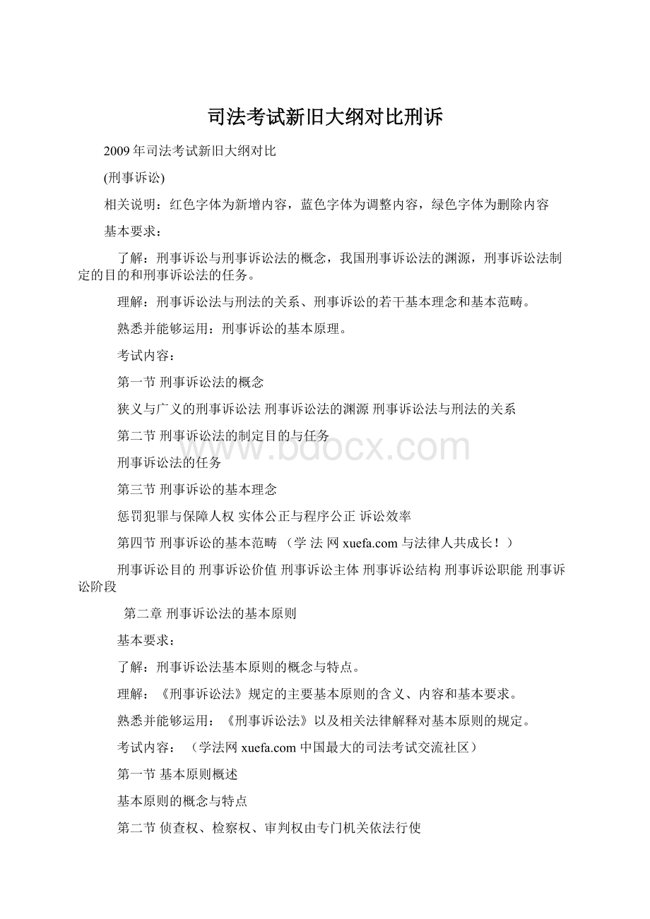 司法考试新旧大纲对比刑诉Word文档格式.docx