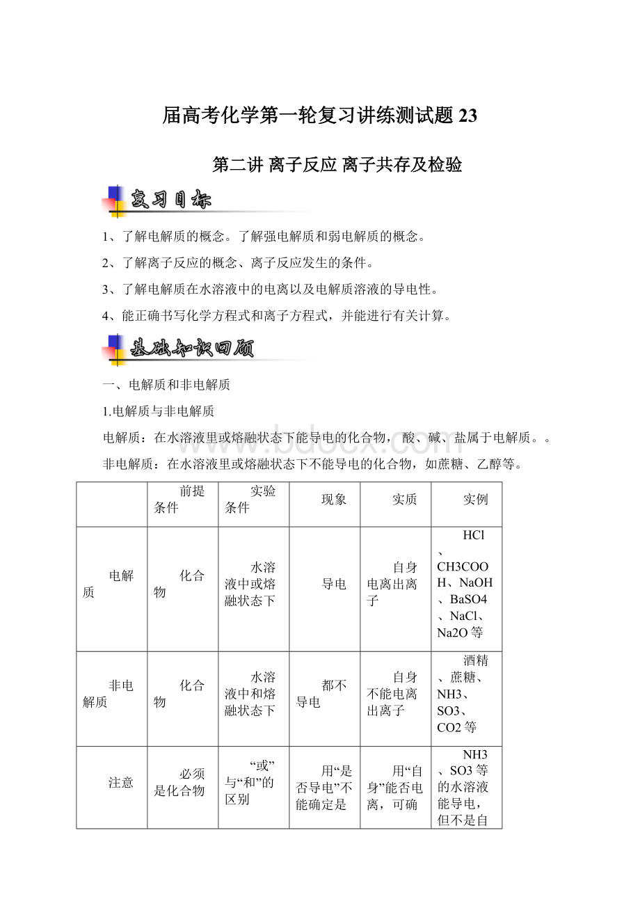 届高考化学第一轮复习讲练测试题23.docx_第1页