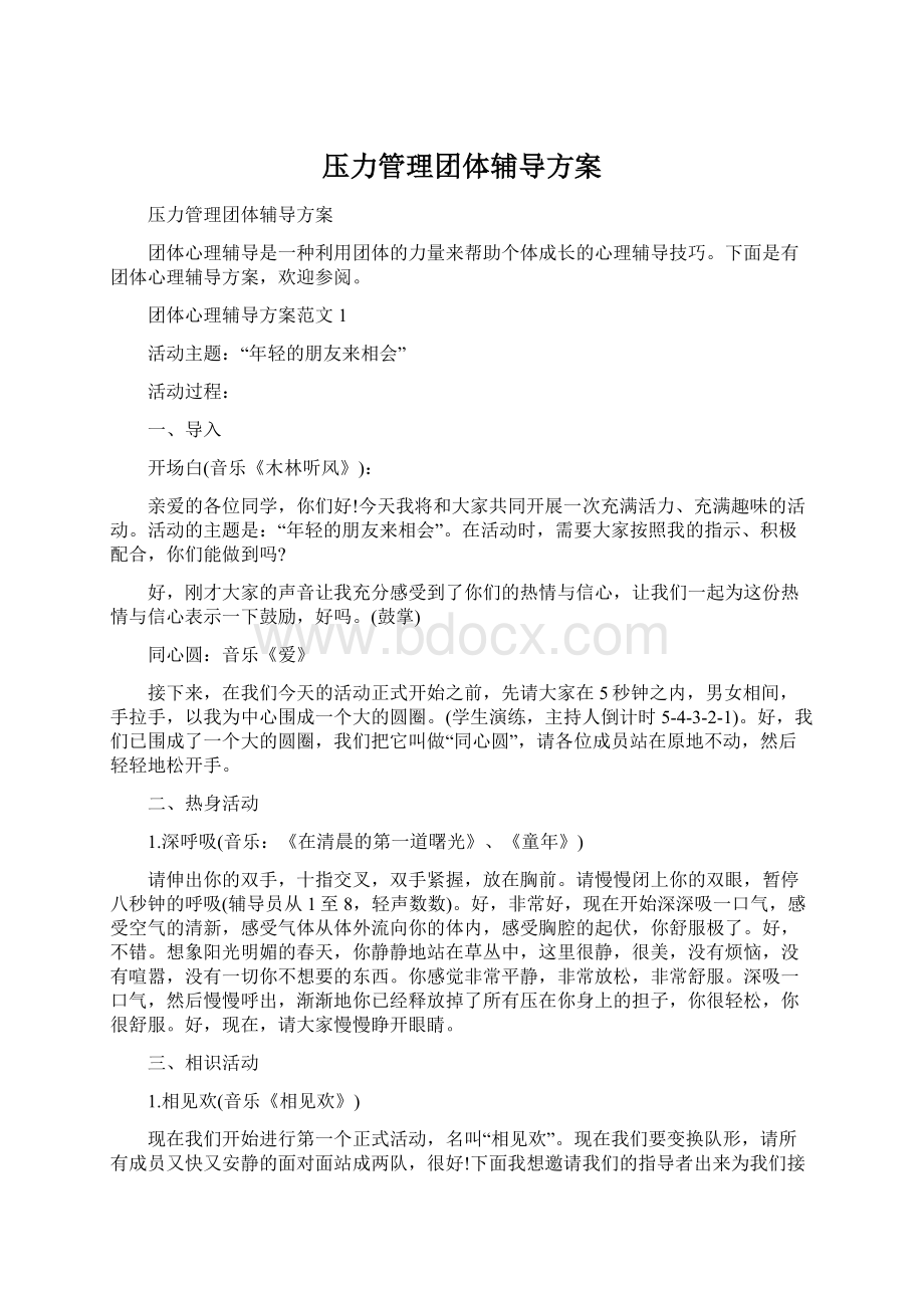 压力管理团体辅导方案.docx