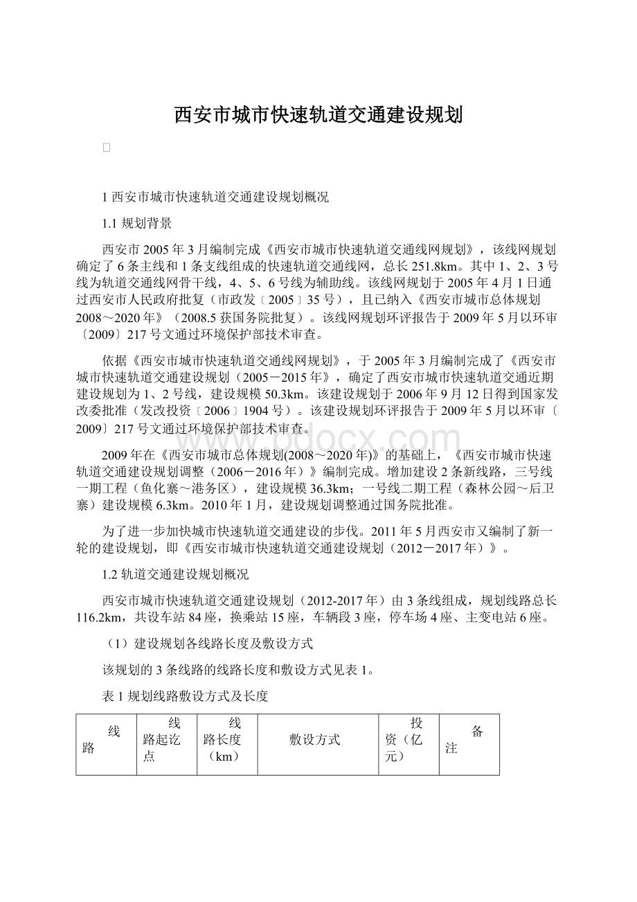 西安市城市快速轨道交通建设规划.docx