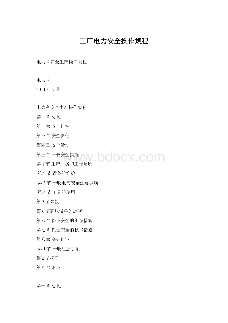 工厂电力安全操作规程Word文档格式.docx_第1页