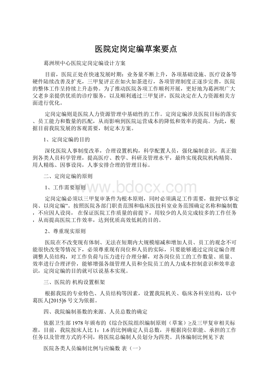 医院定岗定编草案要点.docx_第1页