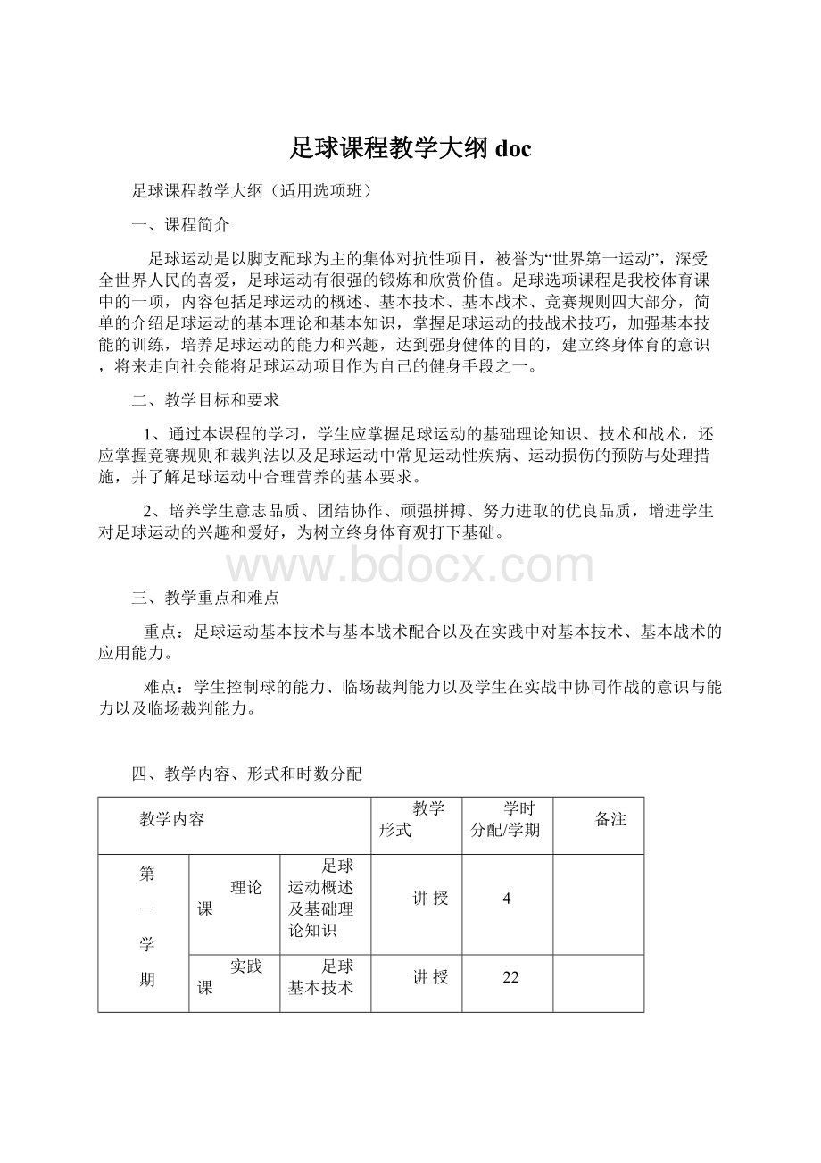 足球课程教学大纲docWord文档下载推荐.docx