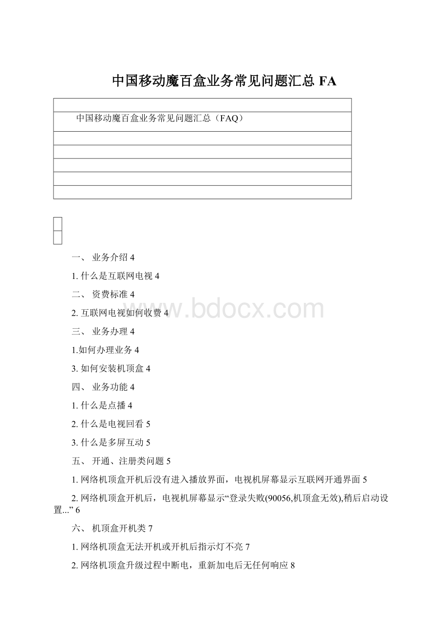 中国移动魔百盒业务常见问题汇总FA.docx_第1页