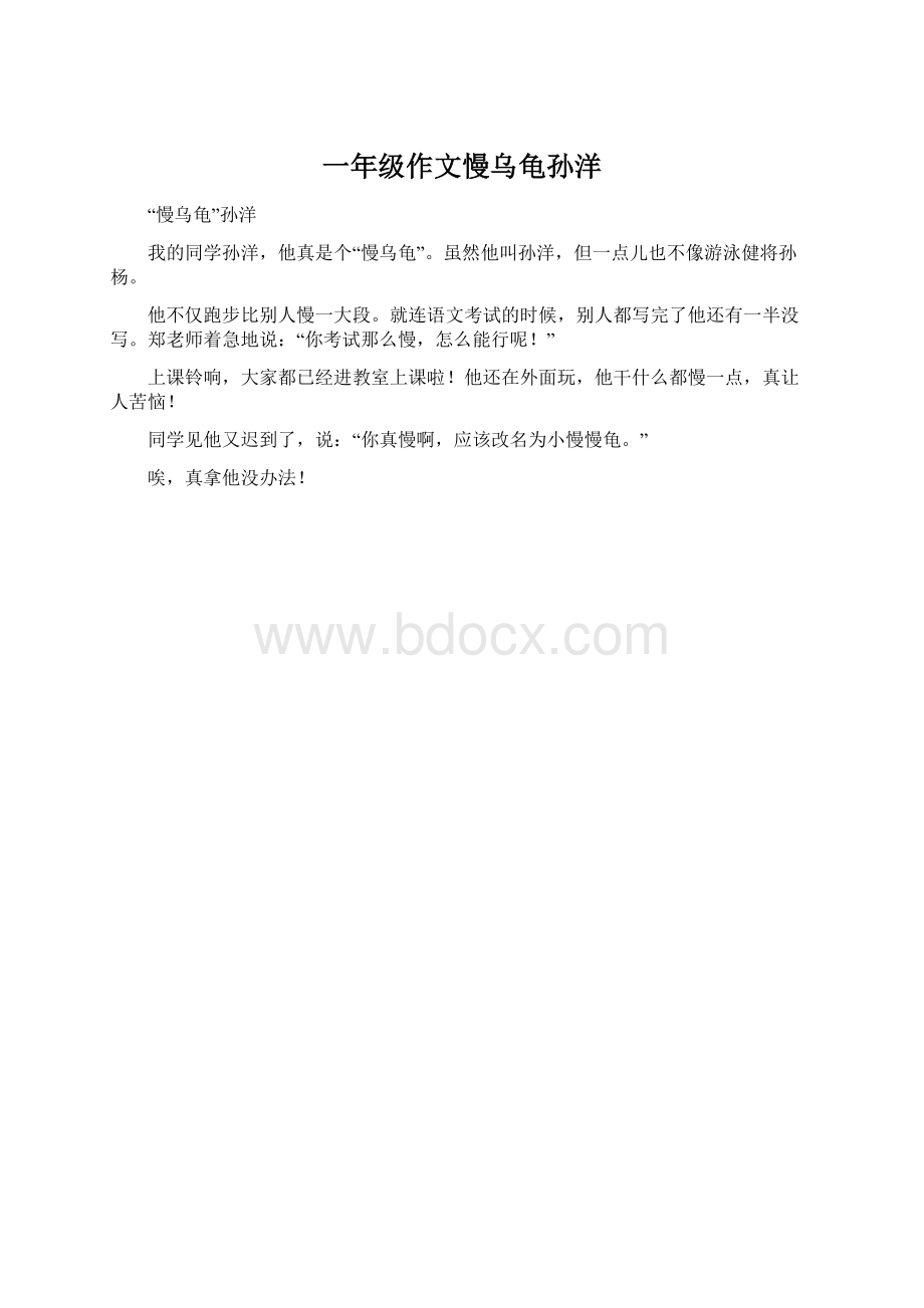 一年级作文慢乌龟孙洋Word文档下载推荐.docx_第1页