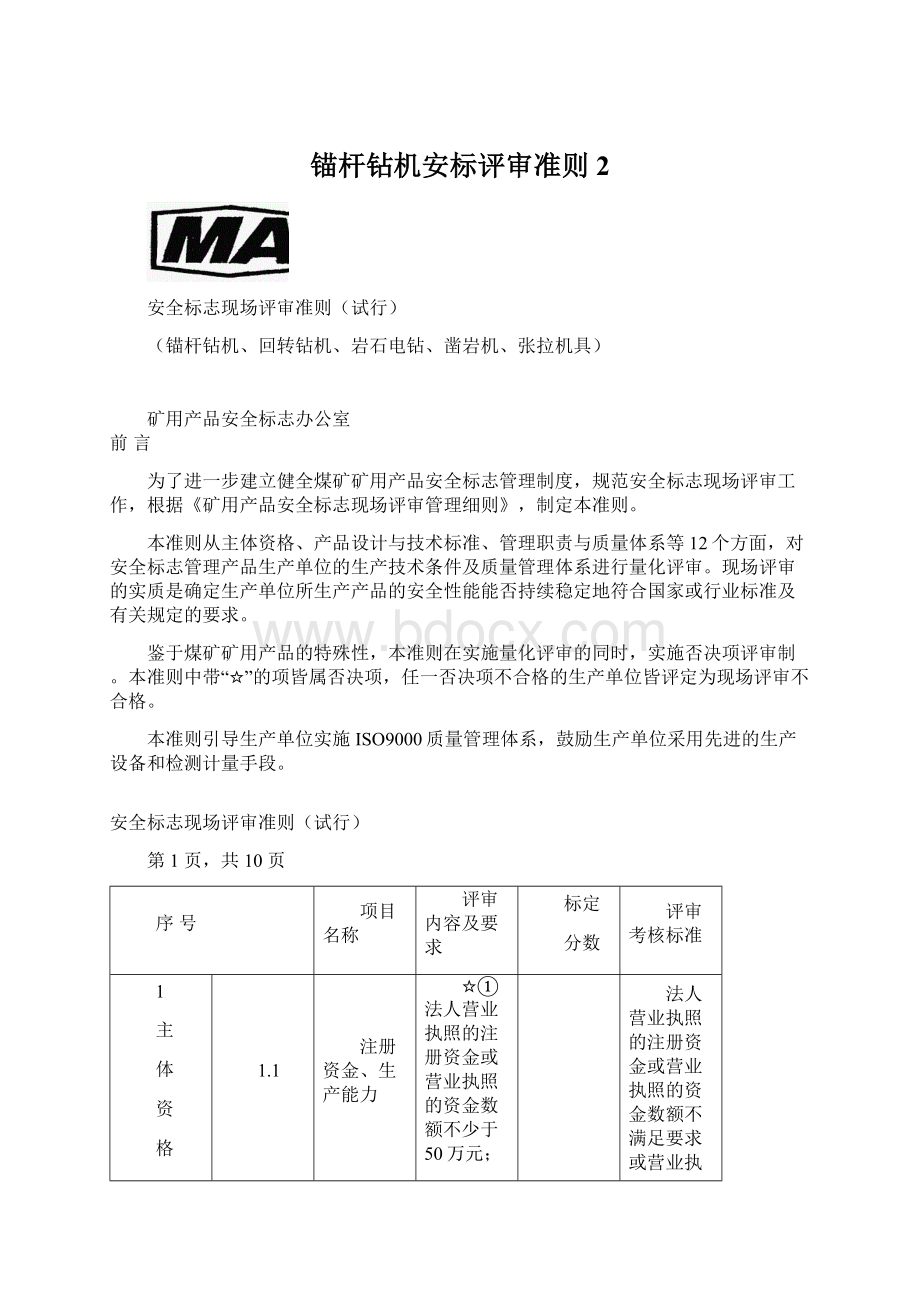 锚杆钻机安标评审准则 2.docx_第1页