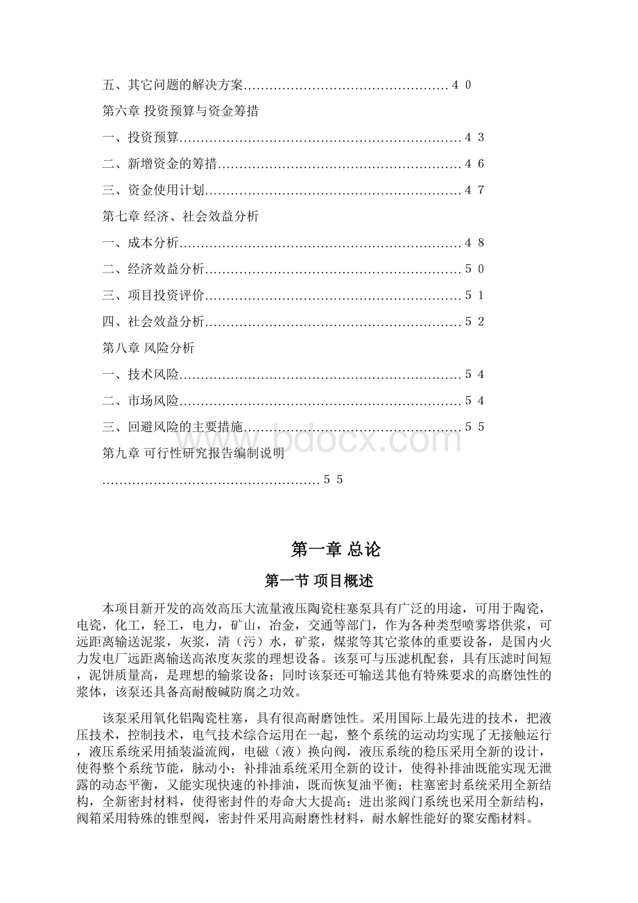 高效高压大流量液压陶瓷柱塞泵产业化技术改造可行性研究报告Word文档下载推荐.docx_第2页