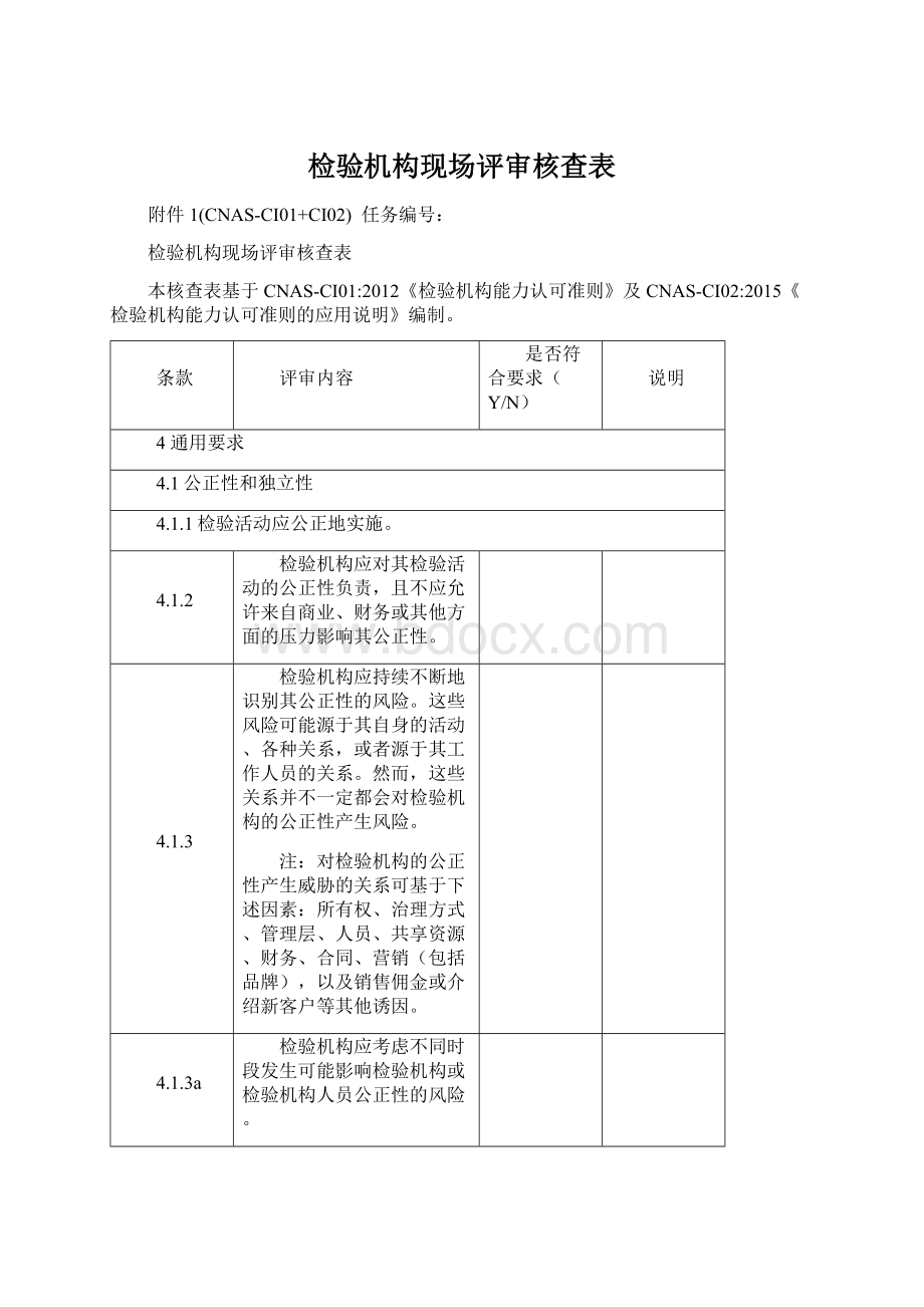 检验机构现场评审核查表.docx_第1页