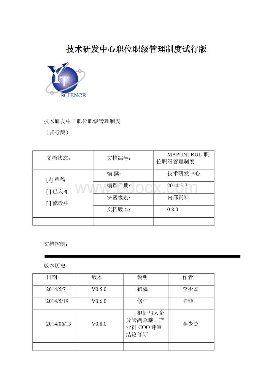 技术研发中心职位职级管理制度试行版.docx_第1页