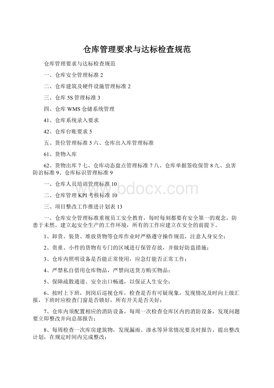 仓库管理要求与达标检查规范.docx