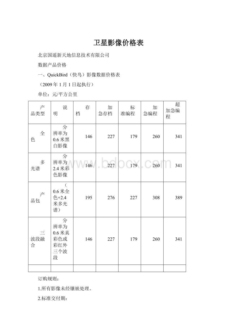 卫星影像价格表.docx_第1页