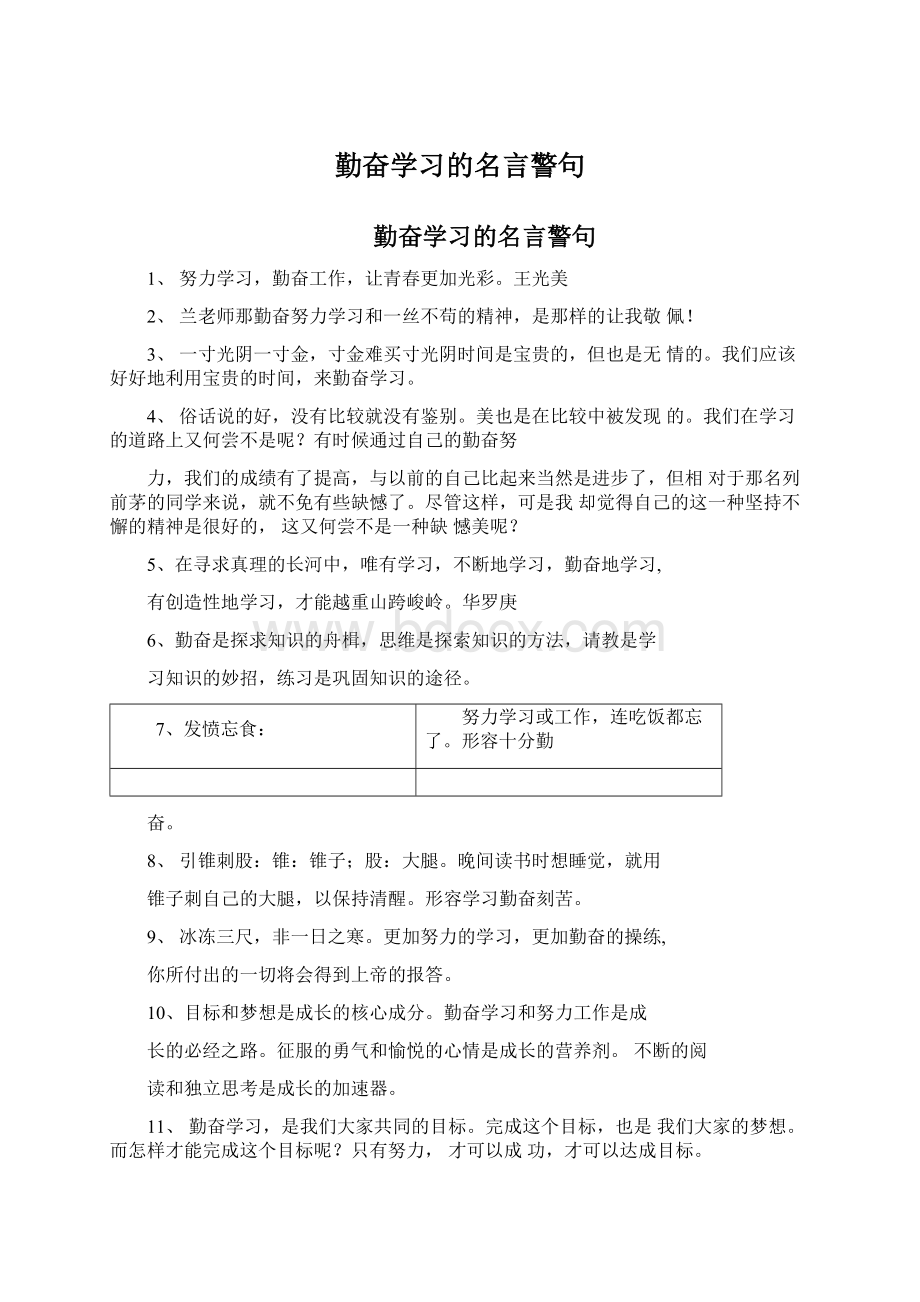 勤奋学习的名言警句.docx_第1页