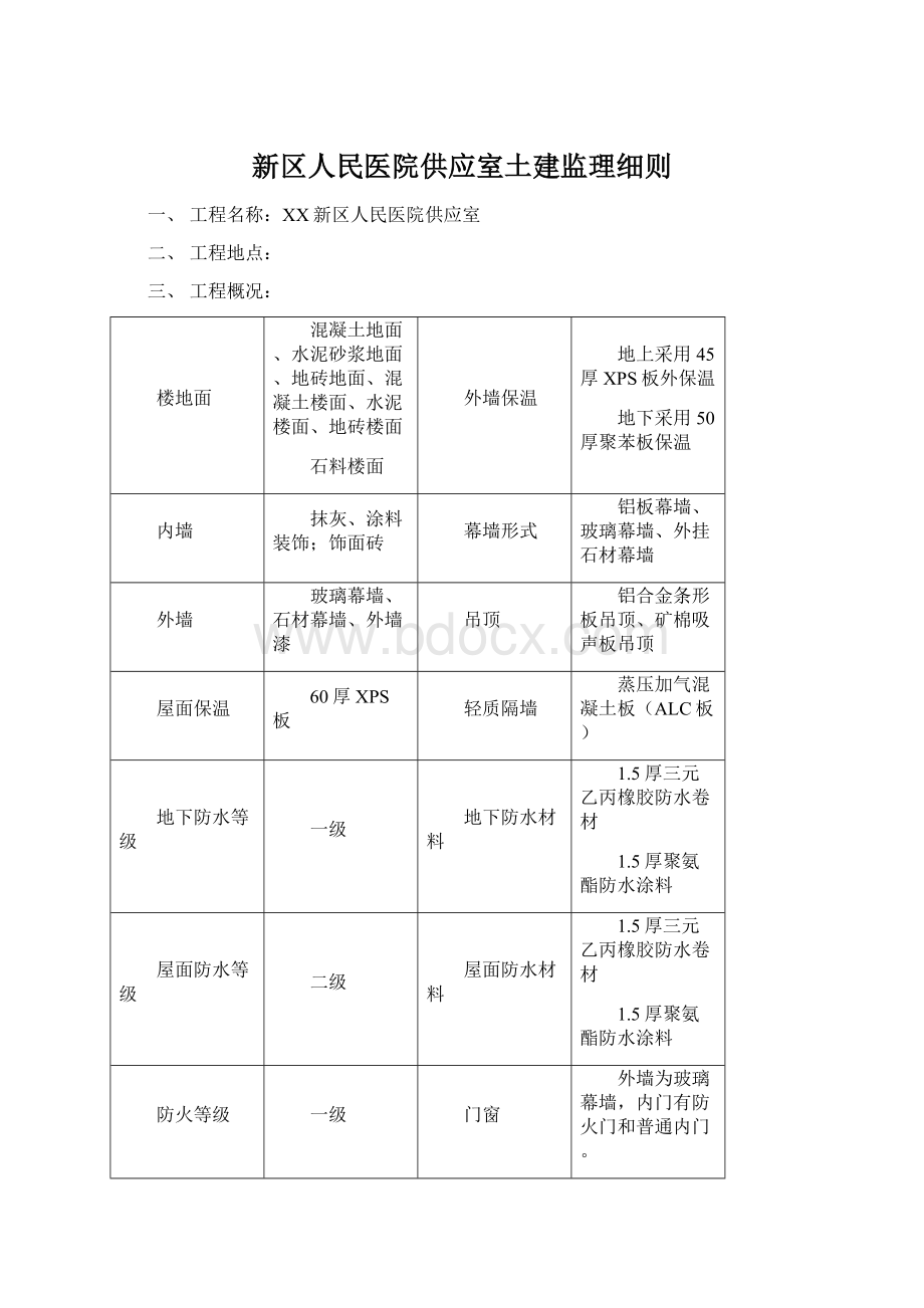 新区人民医院供应室土建监理细则.docx