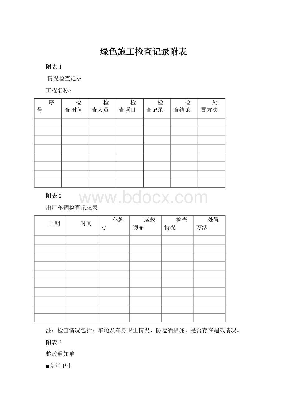 绿色施工检查记录附表Word格式.docx_第1页