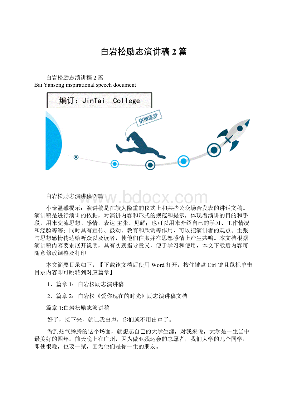 白岩松励志演讲稿2篇Word文档下载推荐.docx