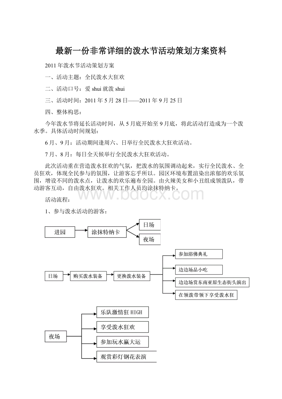 最新一份非常详细的泼水节活动策划方案资料Word格式文档下载.docx