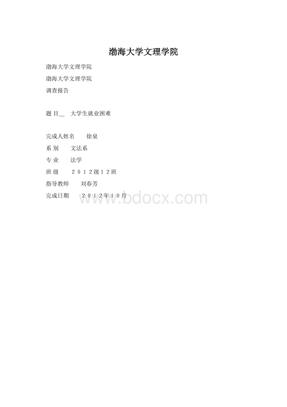 渤海大学文理学院Word文档格式.docx