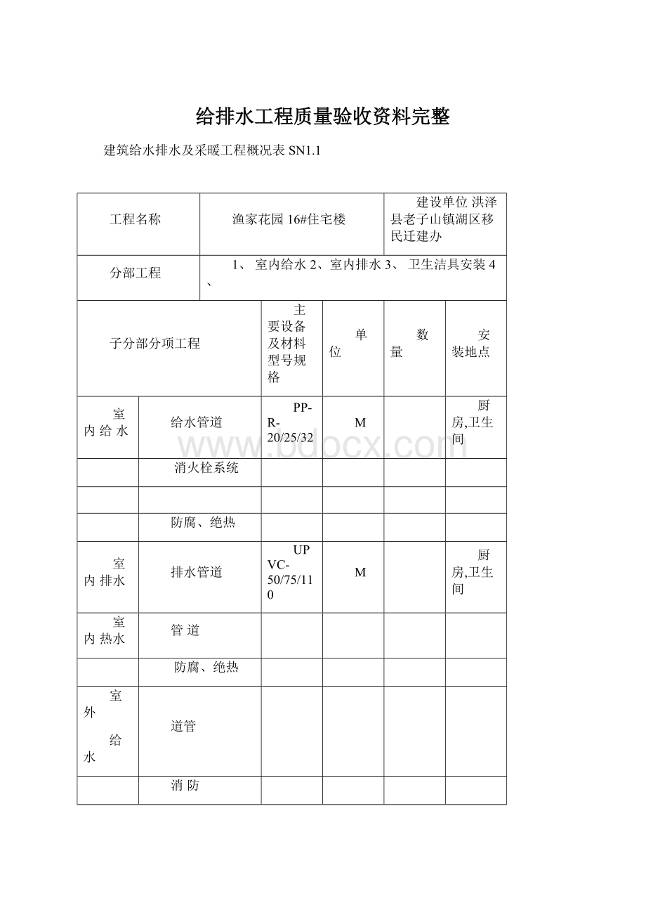 给排水工程质量验收资料完整.docx_第1页