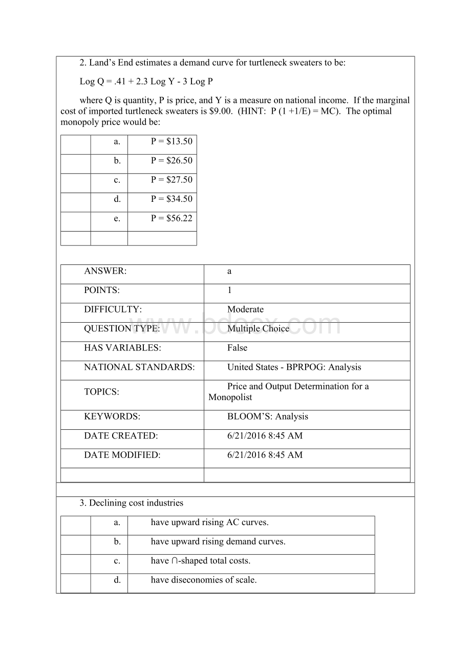 麦圭根《管理经济学》英文版题库Chapter11PriceandOutputDeteWord文件下载.docx_第2页