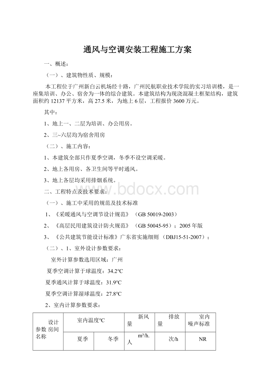 通风与空调安装工程施工方案.docx_第1页