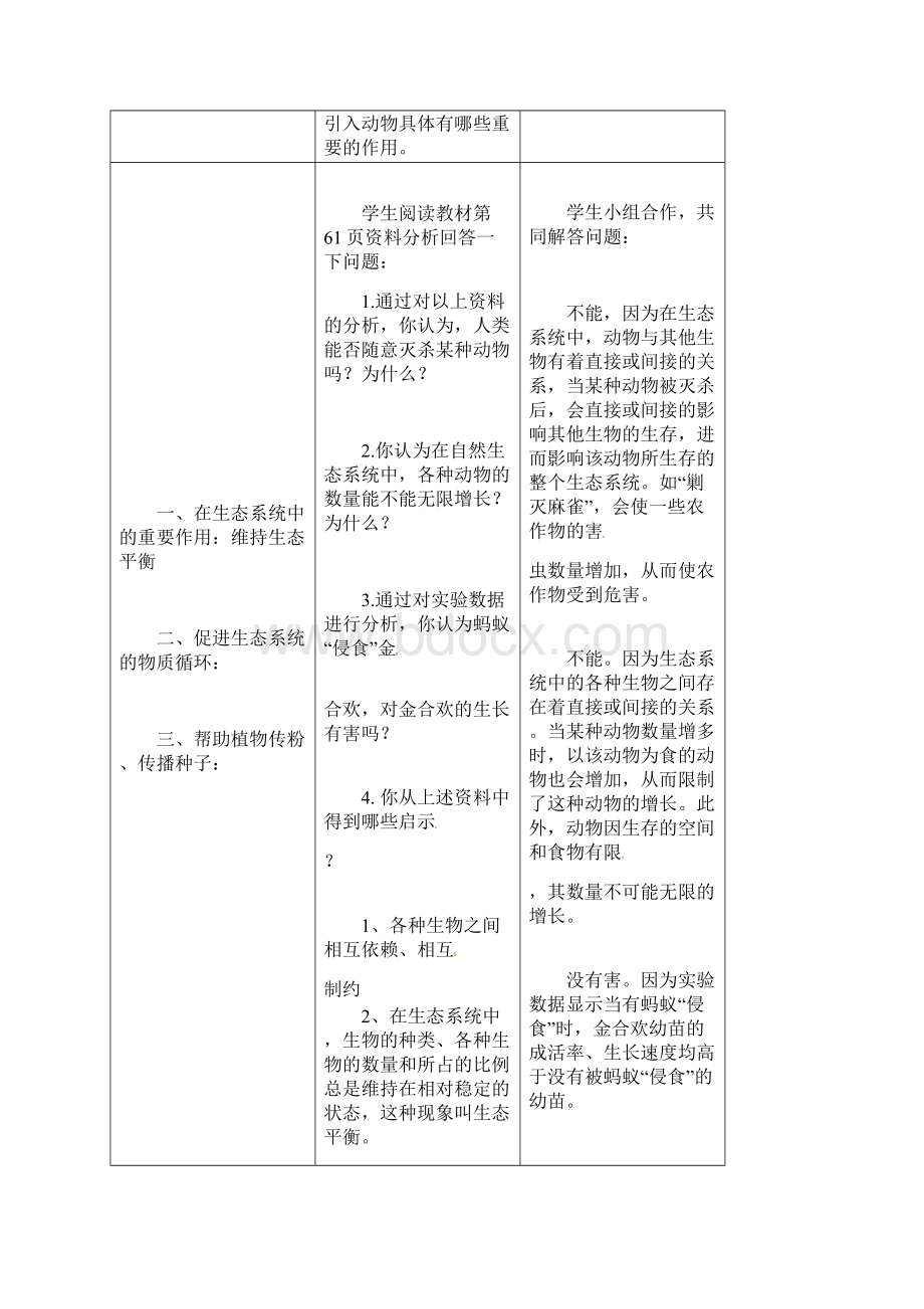 八年级生物上册第五单元第三章动物在生物圈中的作用教案.docx_第2页