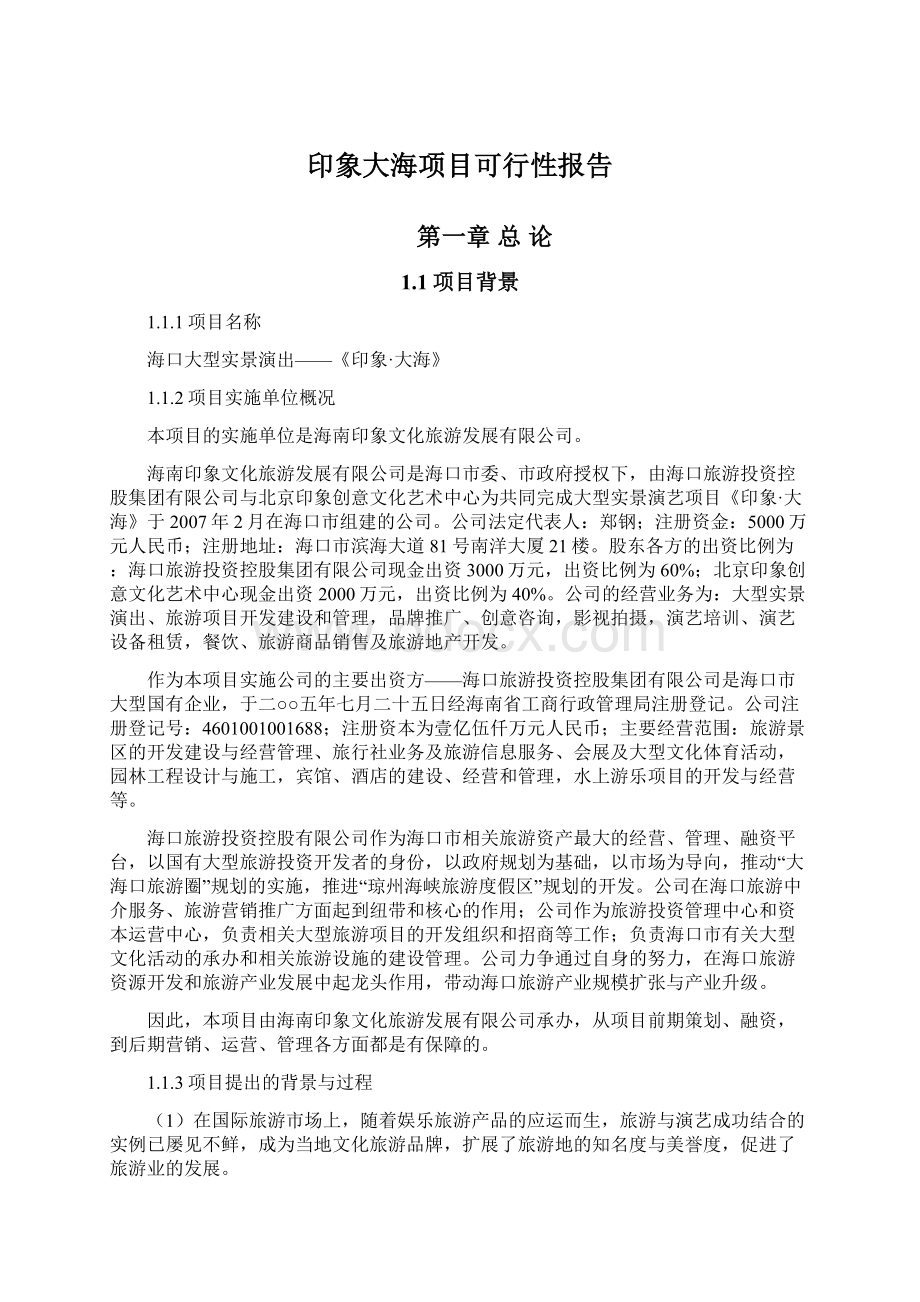 印象大海项目可行性报告Word文件下载.docx_第1页