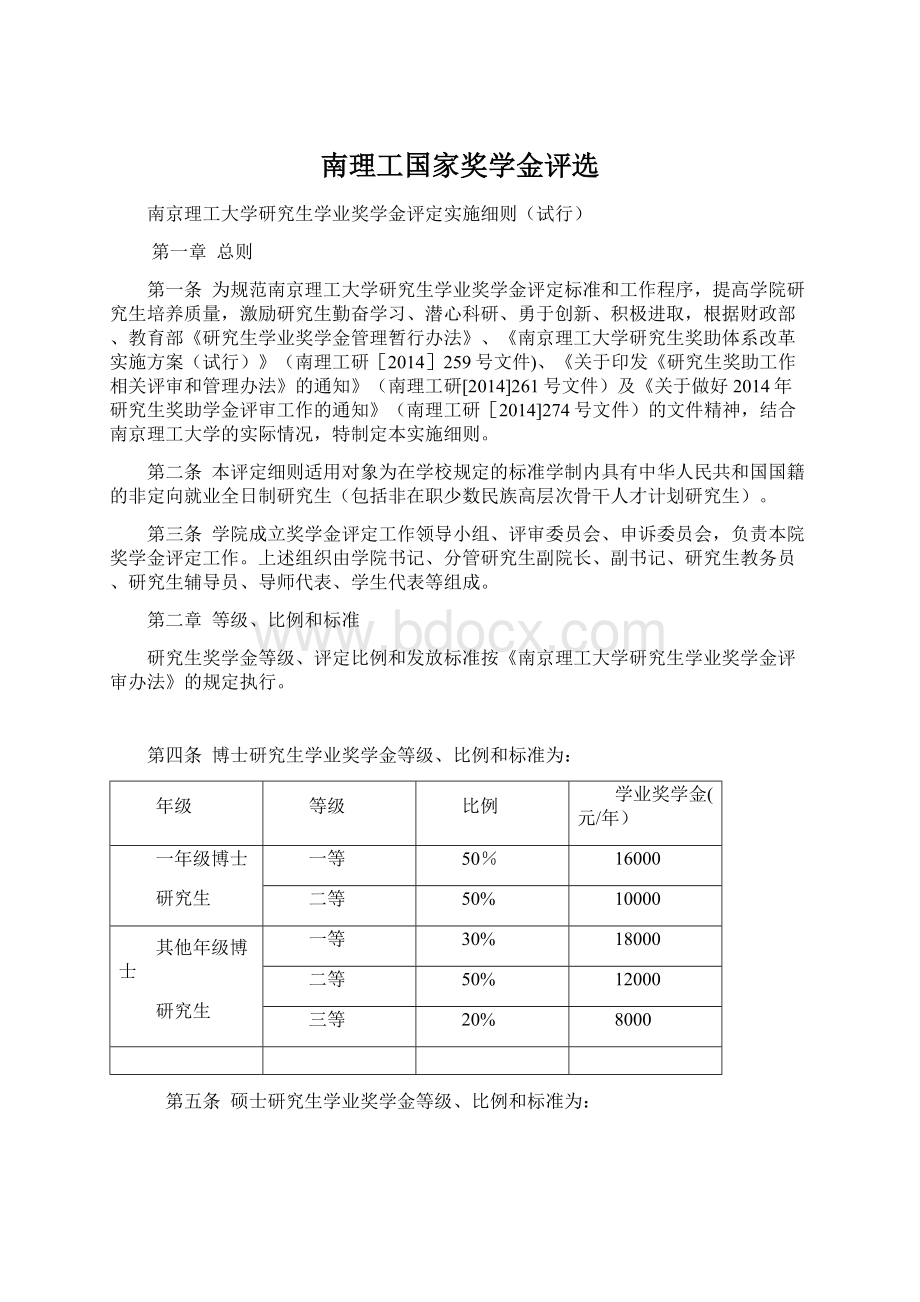 南理工国家奖学金评选.docx