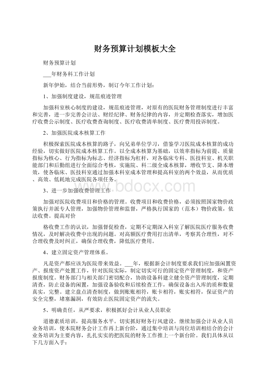 财务预算计划模板大全Word文件下载.docx