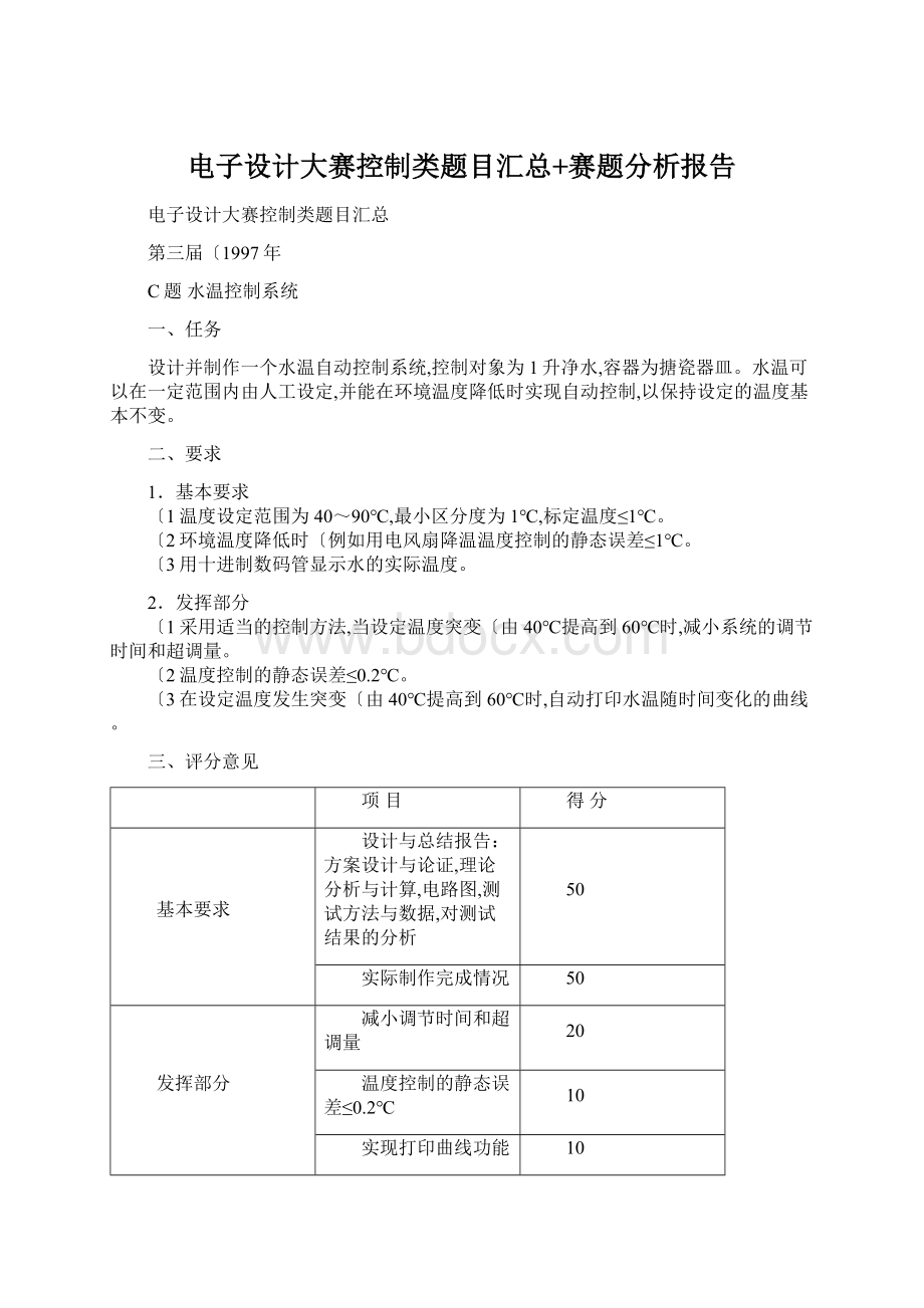 电子设计大赛控制类题目汇总+赛题分析报告.docx_第1页