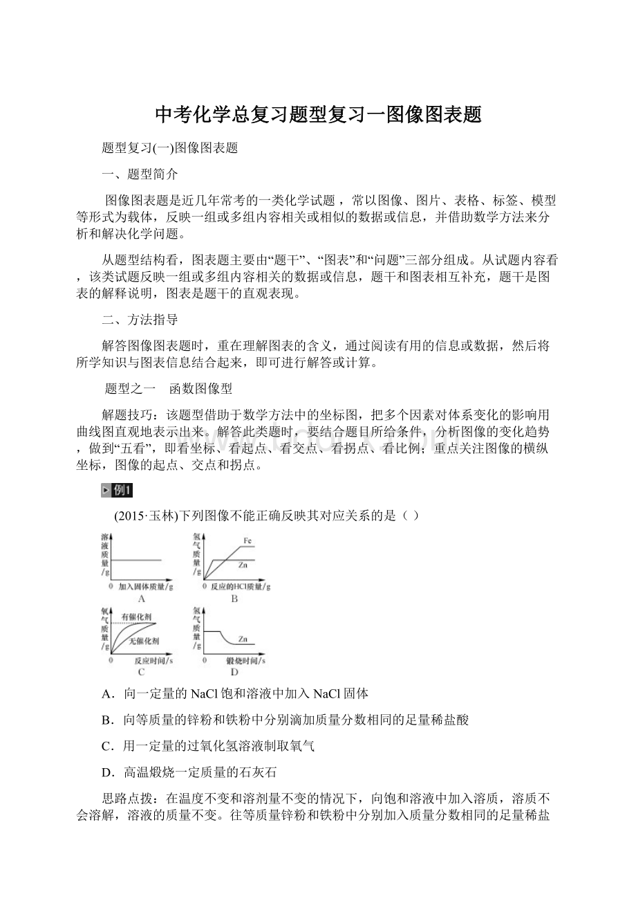 中考化学总复习题型复习一图像图表题.docx_第1页