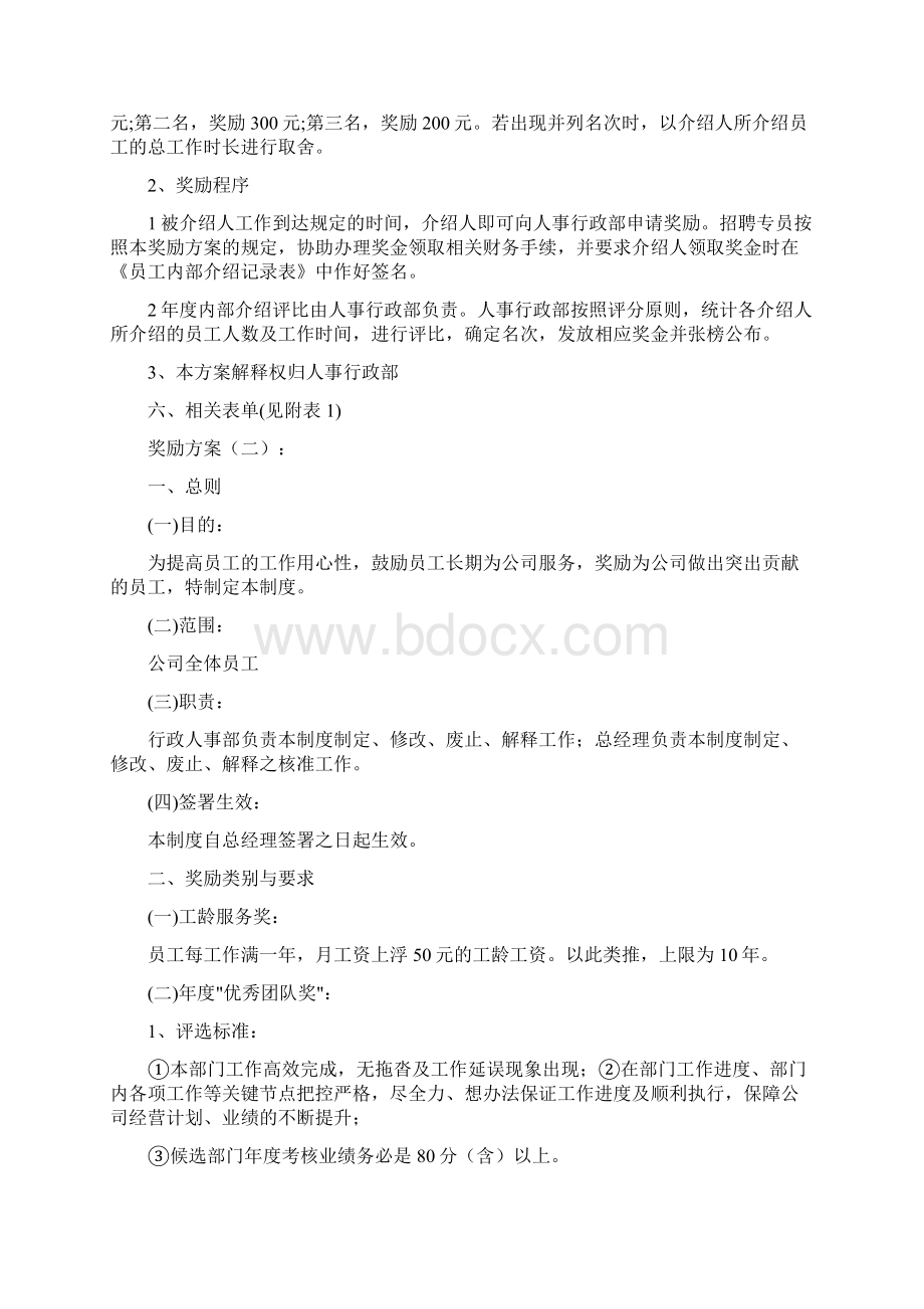 工作总结之奖励方案精选15篇.docx_第2页