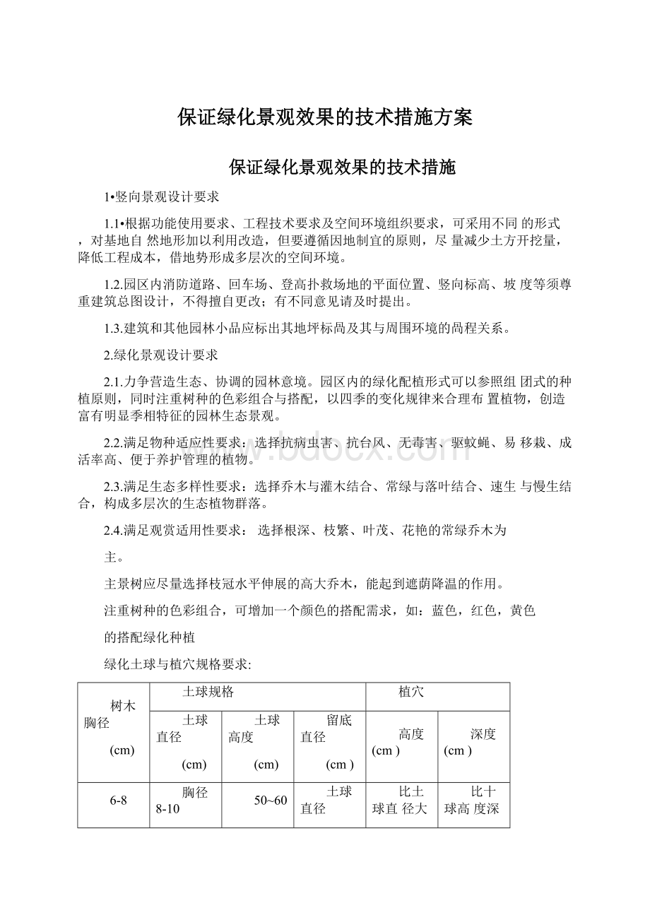 保证绿化景观效果的技术措施方案Word下载.docx_第1页