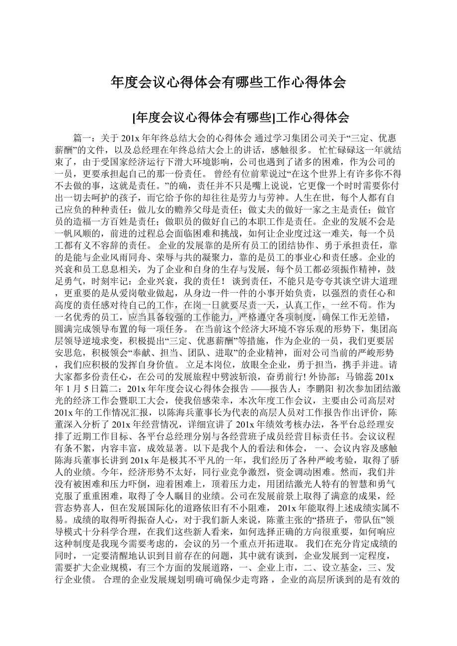 年度会议心得体会有哪些工作心得体会.docx_第1页