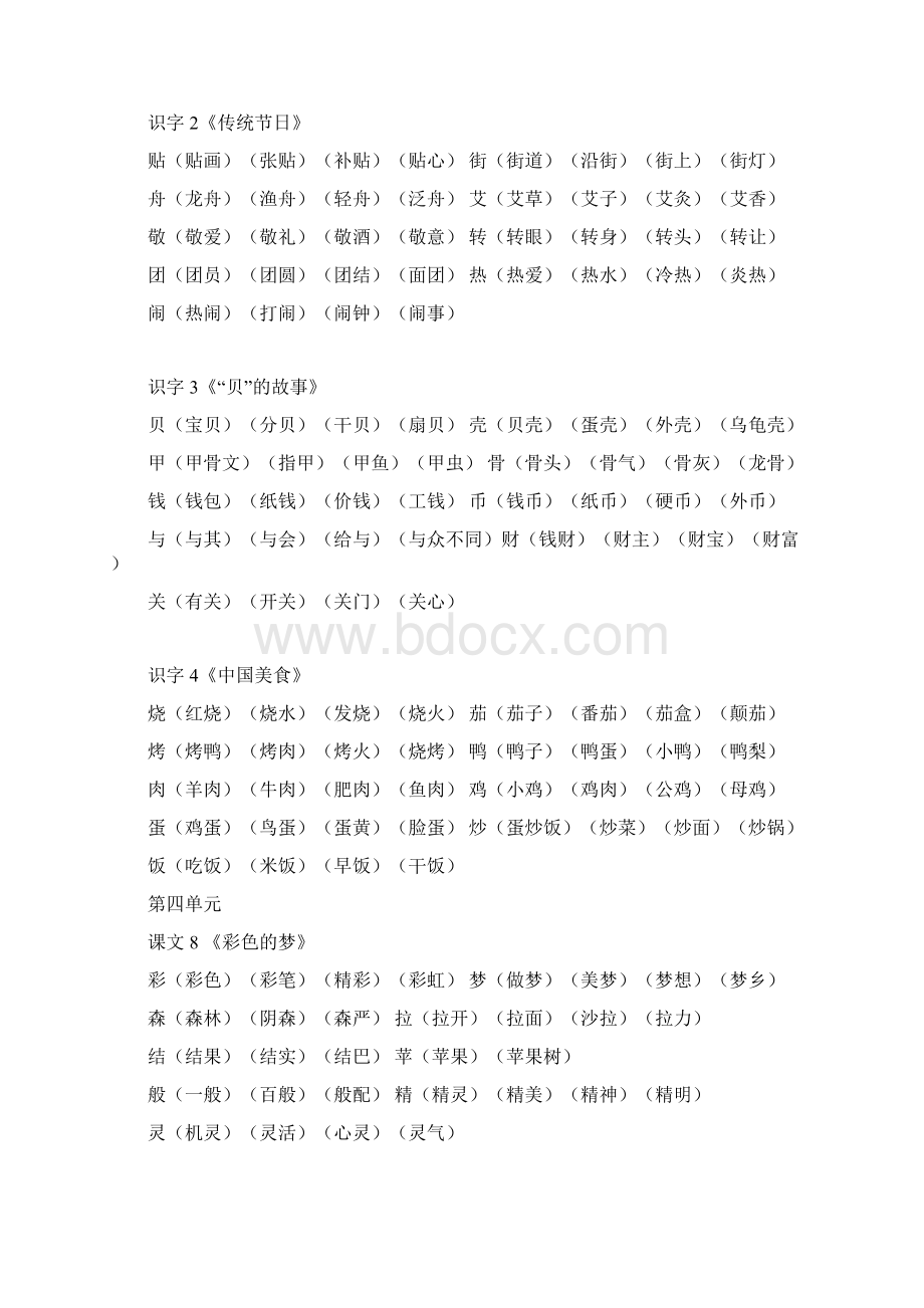 精部编版小学语文二年级下册生字组词汇总全册.docx_第3页