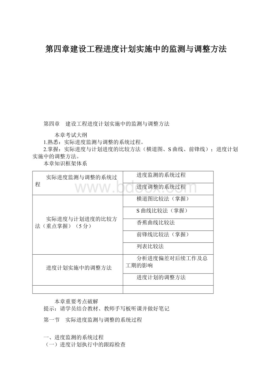 第四章建设工程进度计划实施中的监测与调整方法.docx