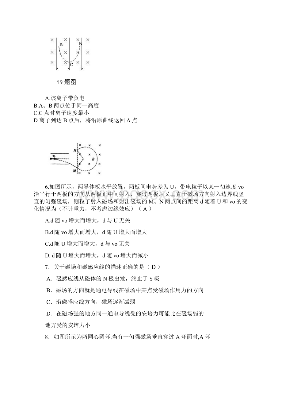 高考物理二轮复习 磁场选择题专项突破文档格式.docx_第3页