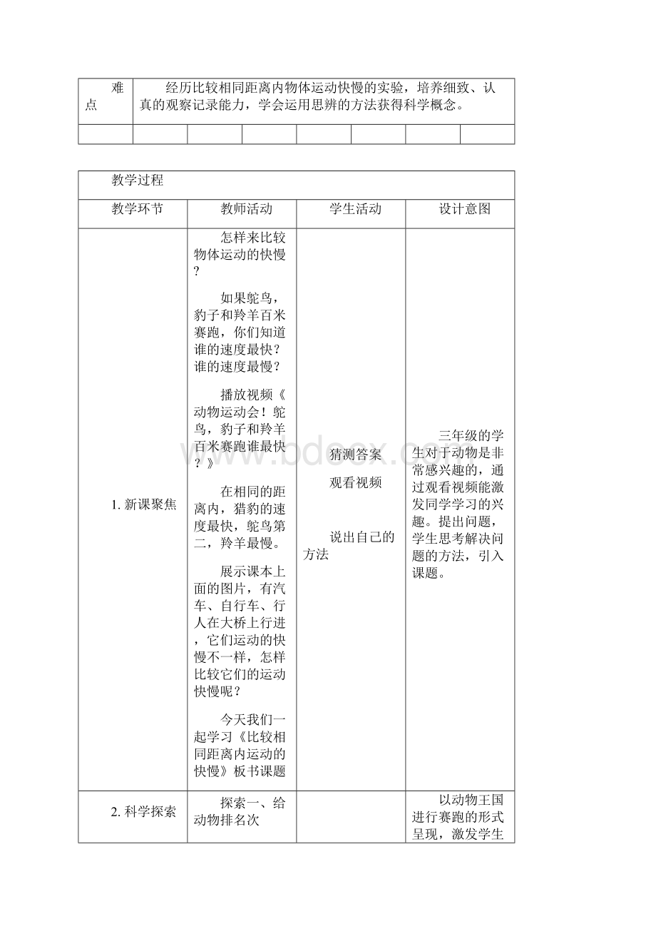 新教材教科版小学科学三年级下册15比较相同距离内运动的快慢教案.docx_第2页