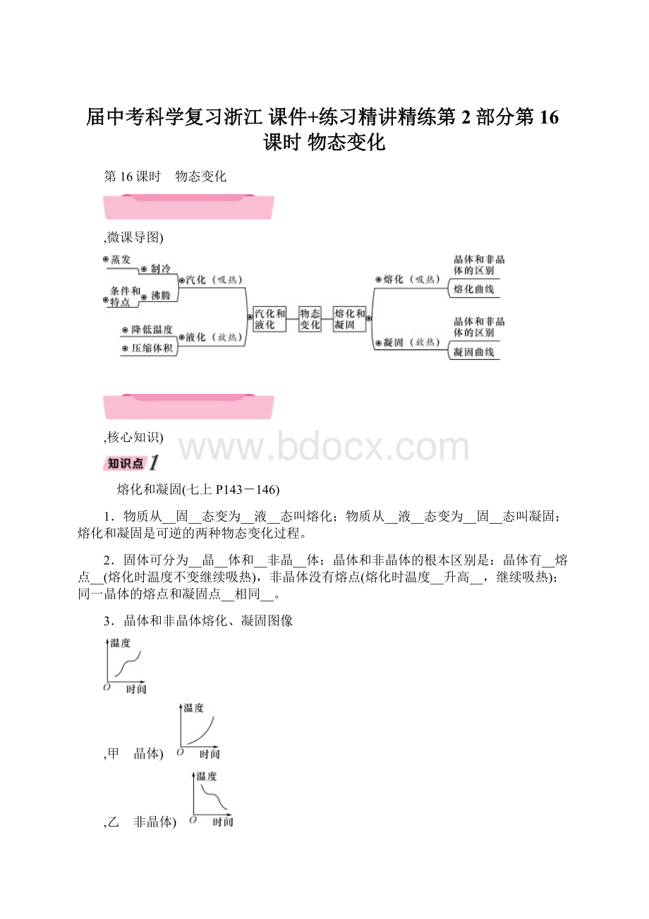 届中考科学复习浙江 课件+练习精讲精练第2部分第16课时 物态变化.docx