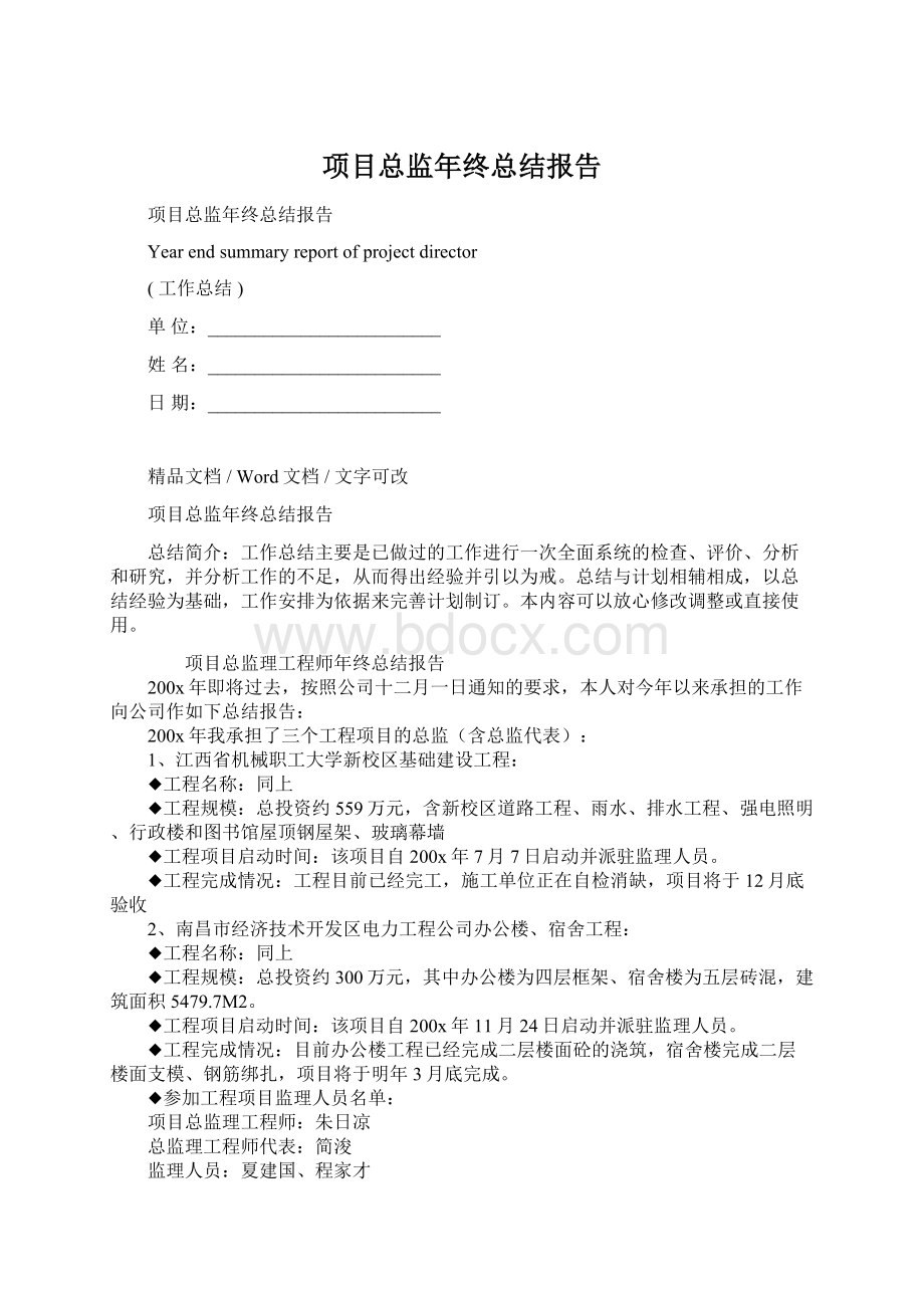 项目总监年终总结报告Word文件下载.docx_第1页