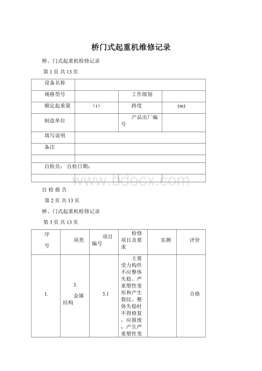 桥门式起重机维修记录.docx_第1页