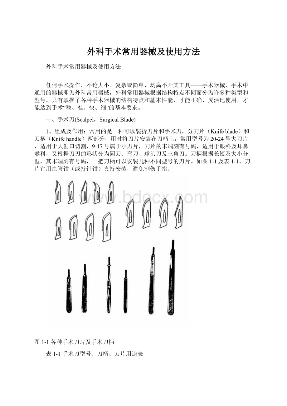 外科手术常用器械及使用方法.docx_第1页