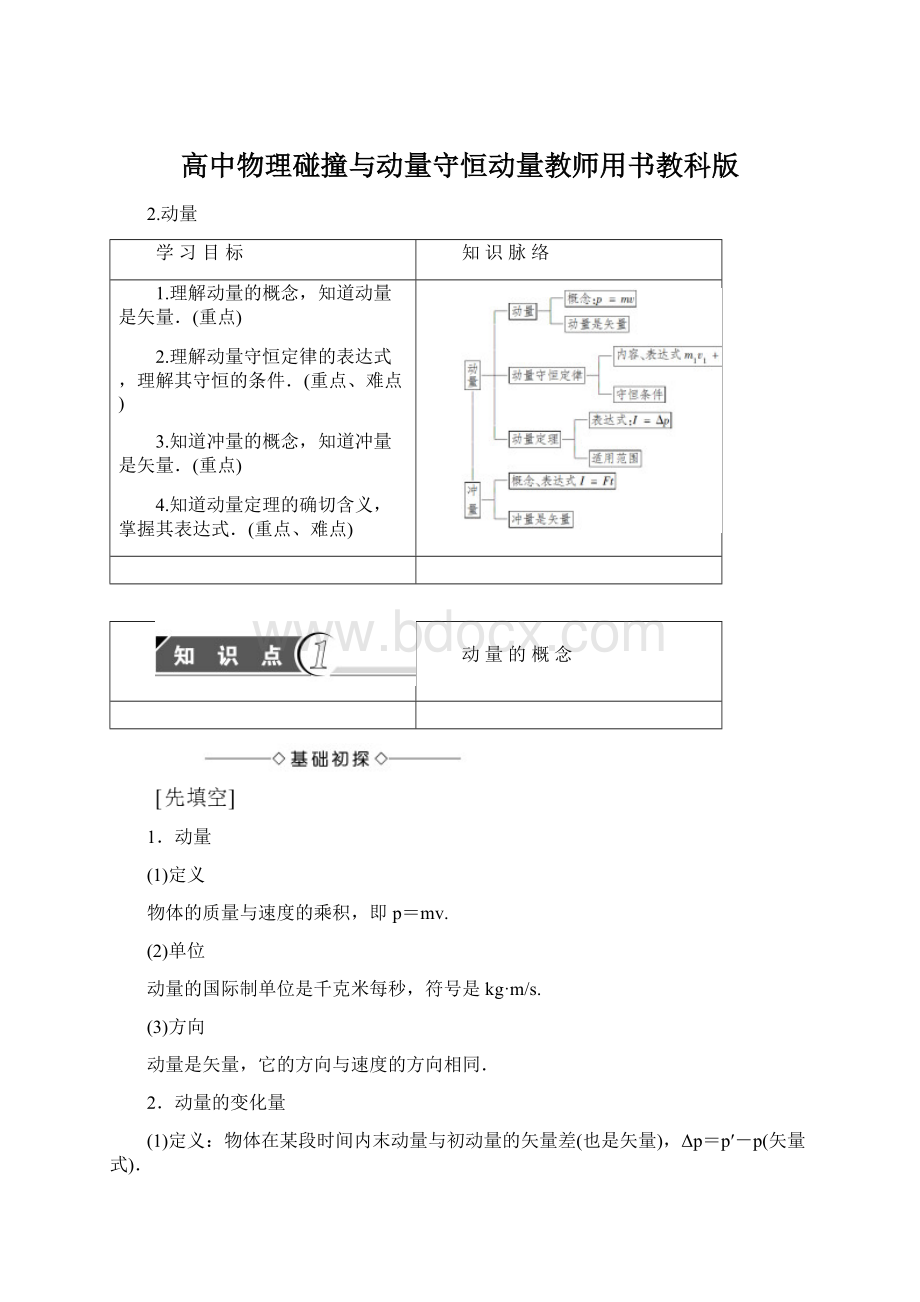 高中物理碰撞与动量守恒动量教师用书教科版Word文档下载推荐.docx