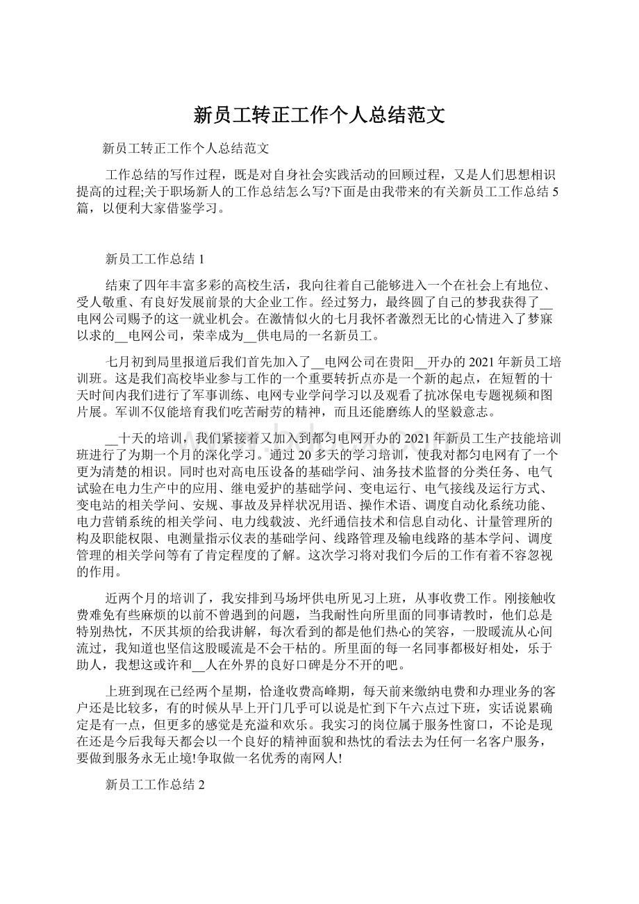 新员工转正工作个人总结范文.docx_第1页