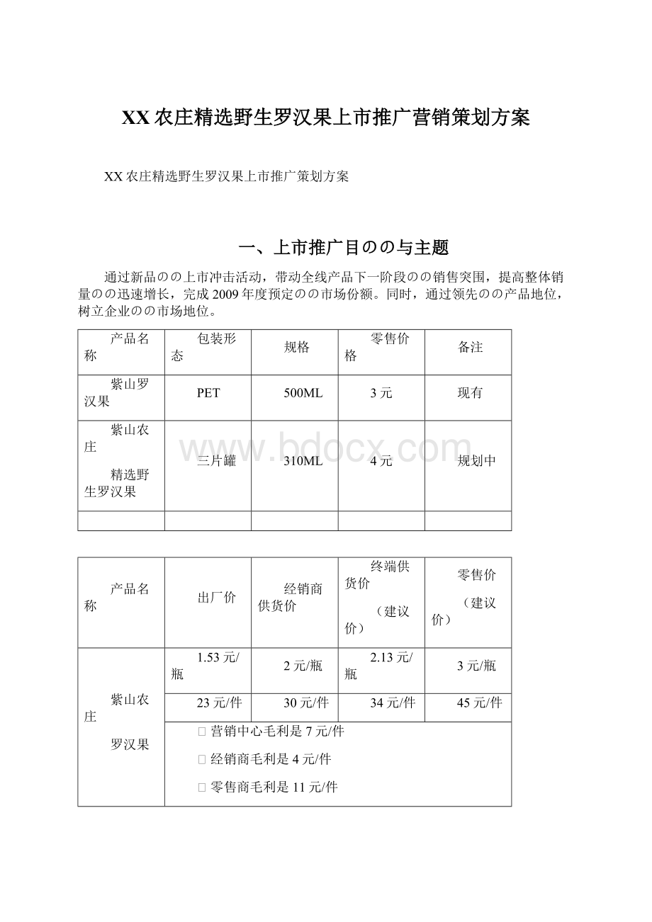 XX农庄精选野生罗汉果上市推广营销策划方案.docx_第1页