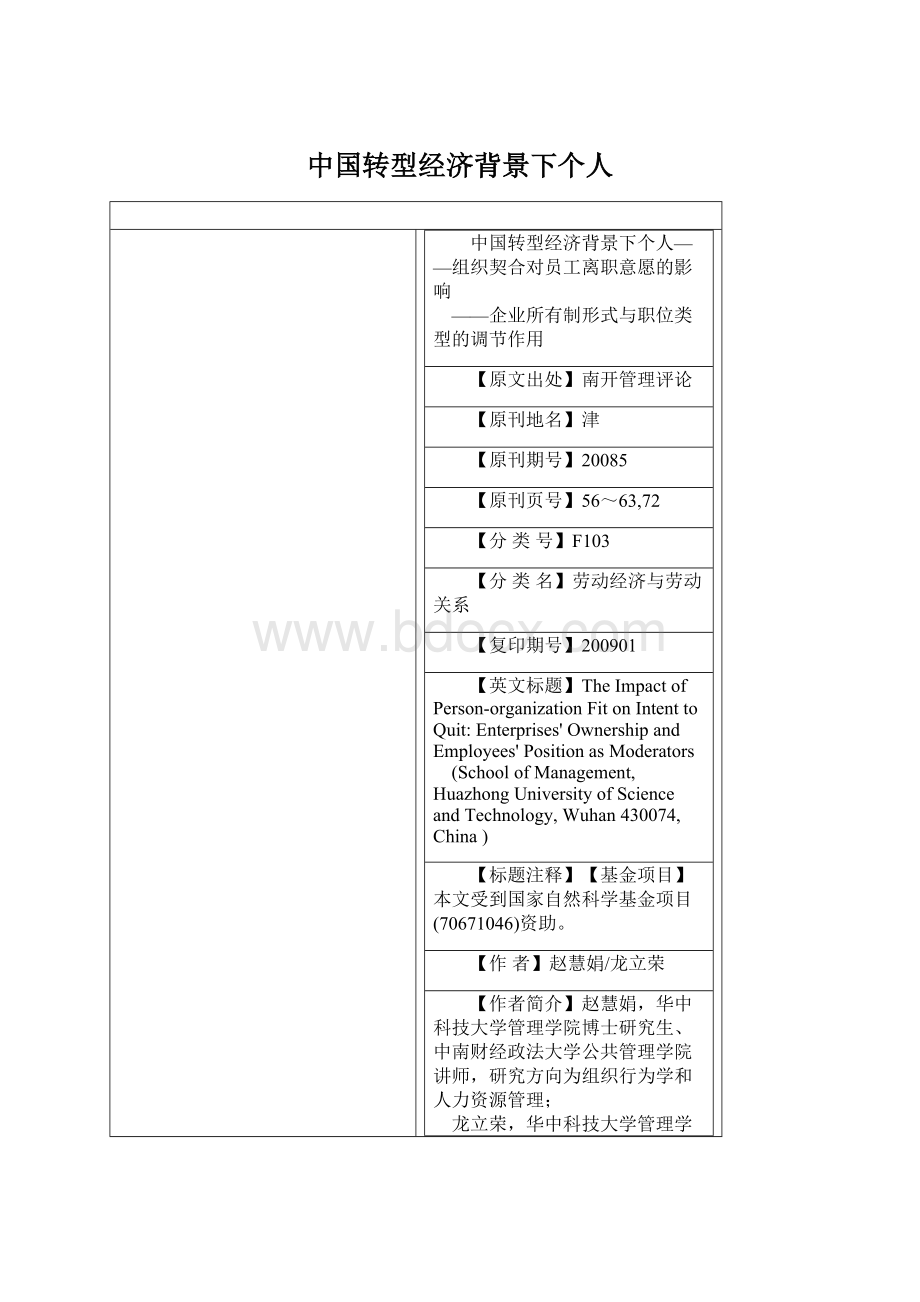 中国转型经济背景下个人Word下载.docx