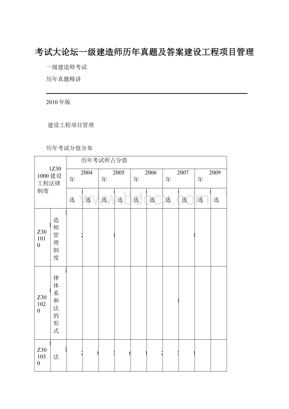 考试大论坛一级建造师历年真题及答案建设工程项目管理文档格式.docx